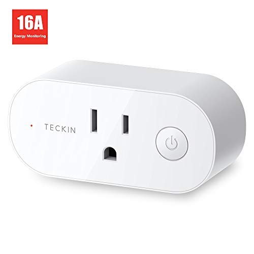 Smart Plug Wifi Outlet Compatible With Alexa, Google Home and IFTTT, Teckin Mini Smart Socket with Energy Monitoring and Timer Function, No Hub Required, 16A