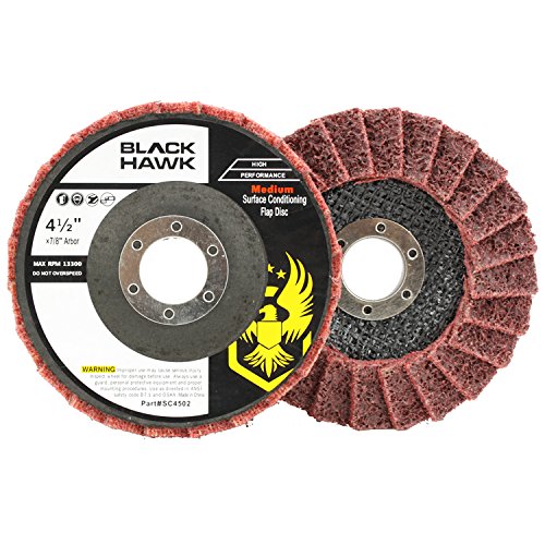 BHA Surface Conditioning Grinding, Sanding, and Polishing Flap Discs T29, 4-1/2" x 7/8", Red (Medium) - 5 Pack