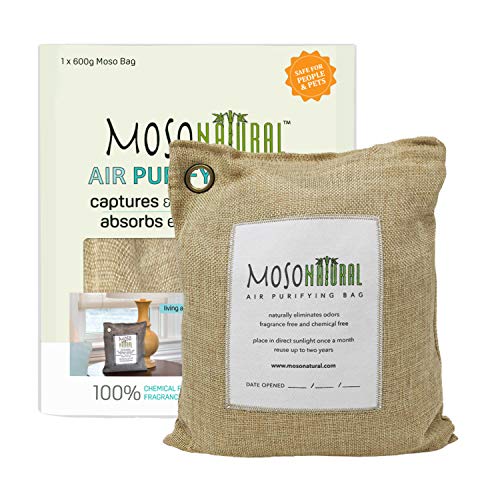 MOSO NATURAL: The Original Air Purifying Bag 600g. for Kitchen, Basement, Family Room. an Unscented, Chemical-Free Odor Eliminator (Natural)