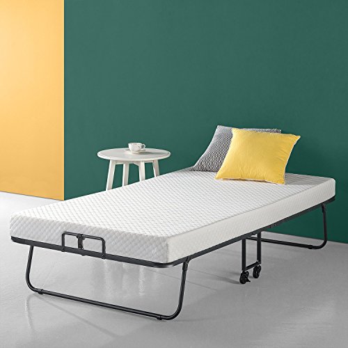 Book Cover Zinus Roll Away Smart Guest Bed Frame with 4 Inch Comfort Foam Mattress, Twin