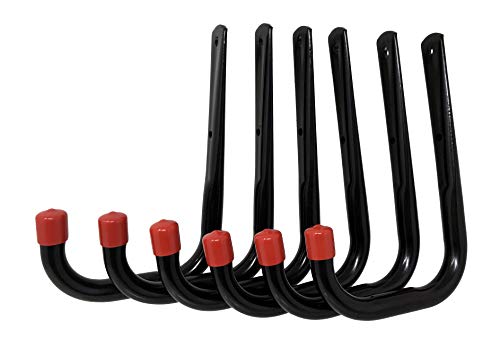 Tetra-Teknica UH02-6P Heavy Duty Garage Storage Utility Hooks, Medium Size, Color Black, 6 per Pack