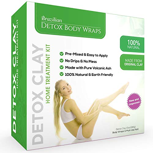 Brazilian Detox Clay Body Wraps (10-Applications) Slimming Home Spa Treatment for Cellulite, Weight Loss, Stretch Marks | Natural, Purifying Detoxifier for Smooth, Toned Skin (10 Applications)