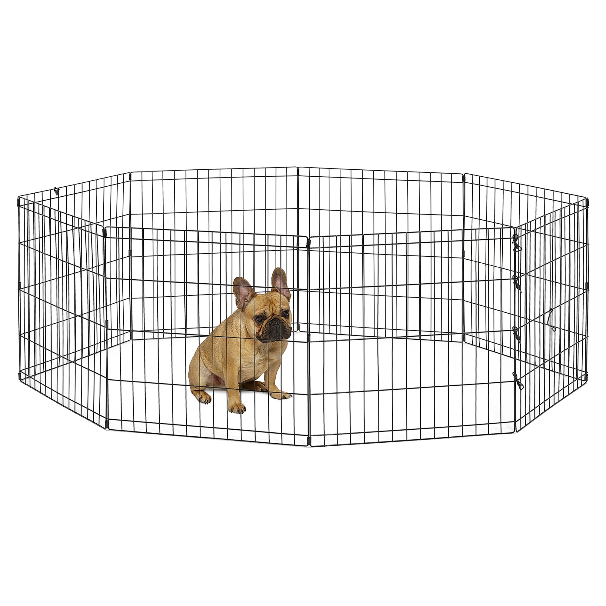 New World Pet Products 24" Foldable Black Metal Dog Exercise Pen No Door Small Dog Pen: 24-Inch High