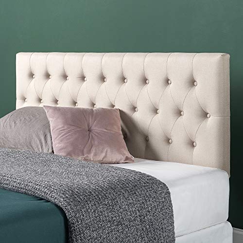Book Cover ZINUS Trina Upholstered Headboard / Button Tufted Upholstery / Adjustable Height / Easy Assembly, Taupe, Full