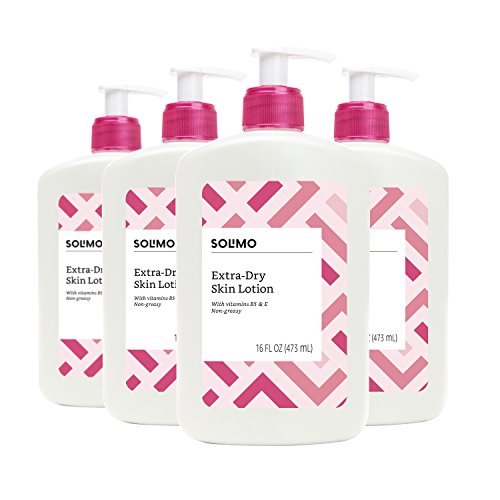 Amazon Brand - Solimo Extra-Dry Skin Lotion with Vitamins B5 & E, 16 Fluid Ounce (Pack of 4)