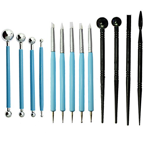 BIGTEDDY - 13pcs Polymer Modeling Clay Sculpting Tools, Dotting Pen, Silicone Tips, Ball Stylus, Pottery Ceramic Clay Indentation Tools Set Also for Cake Fondant Decoration and Nail Art