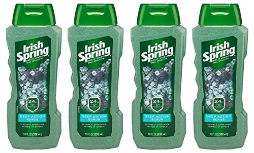 Irish Spring Body Wash, Deep Action Scrub, 18 fluid ounce (Pack of 4)