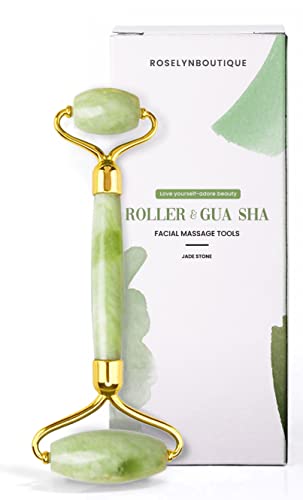 Jade Roller for Face - Beauty Facial Skin Massager Rejuvenate Slimming Firming Reduce Wrinkles - Handmade Natural Jade Green