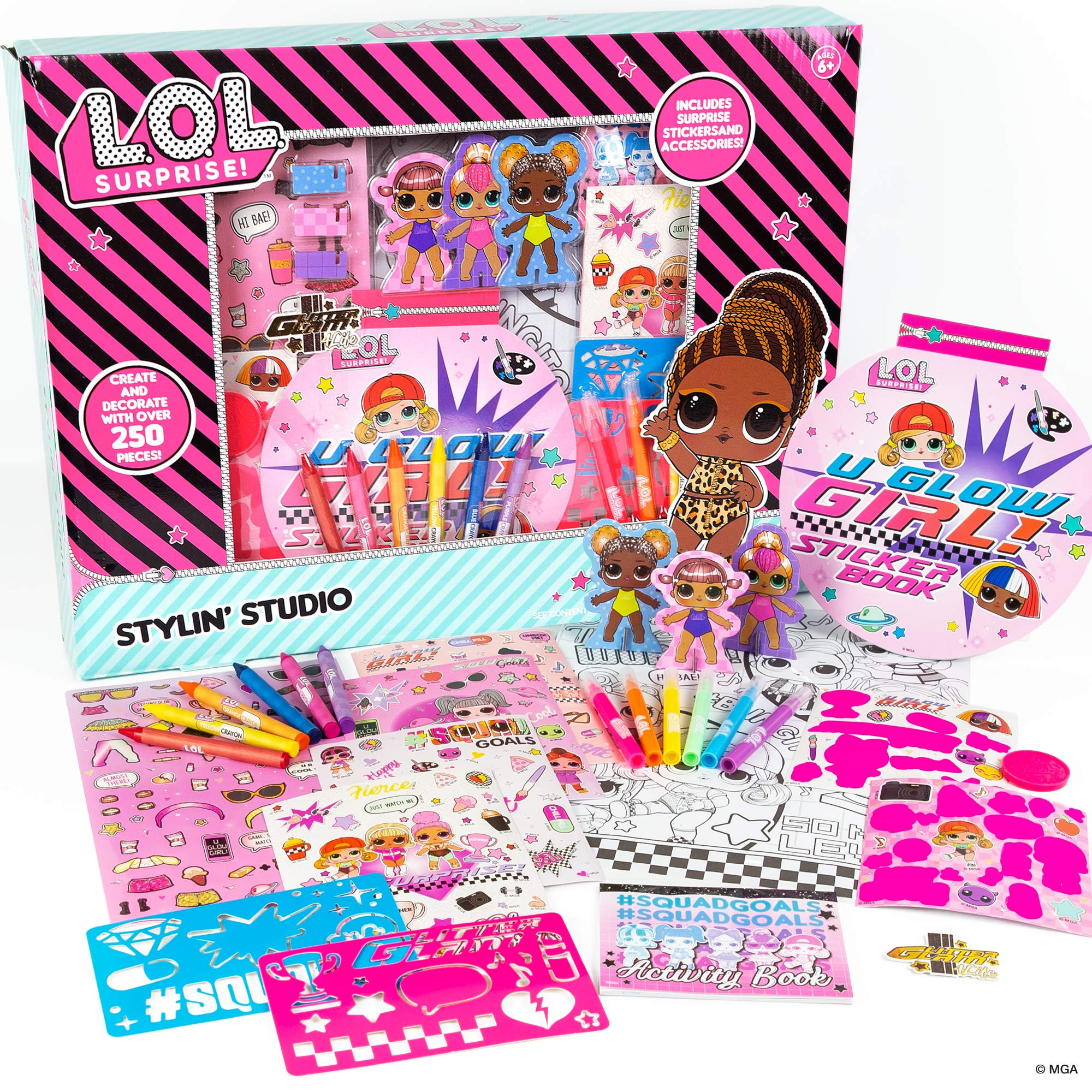 Book Cover L.O.L. Surprise! Stylin' Studio by Horizon Group USA,Decorate LOL Surprise Paper Dolls With 250+ Accessories,Includes DIY Activity Book, Scratch Art,Sticker Sheet,Coloring Pages,Markers,Crayons & More