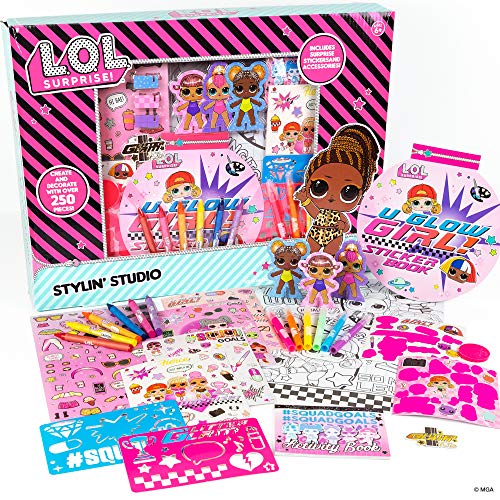 L.O.L. Surprise! Stylin' Studio by Horizon Group USA,Decorate LOL Surprise Paper Dolls With 250+ Accessories - DIY Activity Book, Scratch Art,Sticker Sheet,Coloring Pages,Markers,Crayons & More, Pink