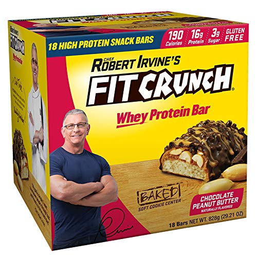 Book Cover FITCRUNCH Snack Size Protein Bars | Designed by Robert Irvine | World's Only 6-Layer Baked Bar | Just 3g of Sugar & Soft Cake Core (18 Count)
