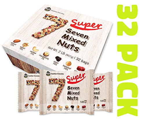 Book Cover SUPER SEVEN HEALTHY MIX (5 NUTS+ 2 DRIED FRUITS) | UN-SALTED | KOSHER | GLUTEN-FREE | NON-GMO | PALEO | VEGAN FRIENDLY | VALUE MULTI-PACK / 32 COUNTS)