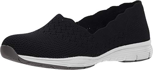 Skechers Women's Seager-Stat-Scalloped Collar, Engineered Skech-Knit Slip-on-Classic Fit Loafer