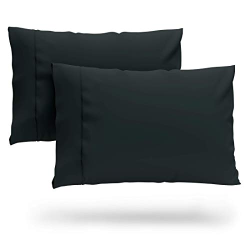 Book Cover Cosy House Collection Premium Bamboo Pillowcases - Standard, Black Pillow Case Set of 2 - Ultra Soft & Cool Blend from Natural Bamboo Fiber