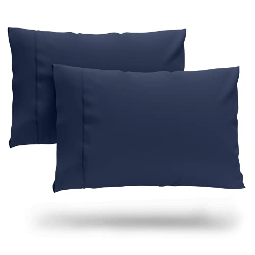Book Cover Cosy House Collection Premium Bamboo Pillowcases - Standard, Navy Blue Pillow Case Set of 2 - Ultra Soft & Cool Hypoallergenic Blend from Natural Bamboo Fiber