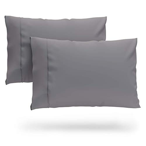 Book Cover Cosy House Collection Premium Bamboo Pillowcases - Standard, Grey Pillow Case Set of 2 - Ultra Soft & Cool Blend from Natural Bamboo Fiber