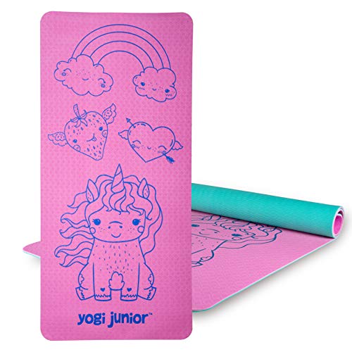 Book Cover Yogi Junior Kids Yoga Mat - PVC Free - Double Layered TPE Foam (purple)