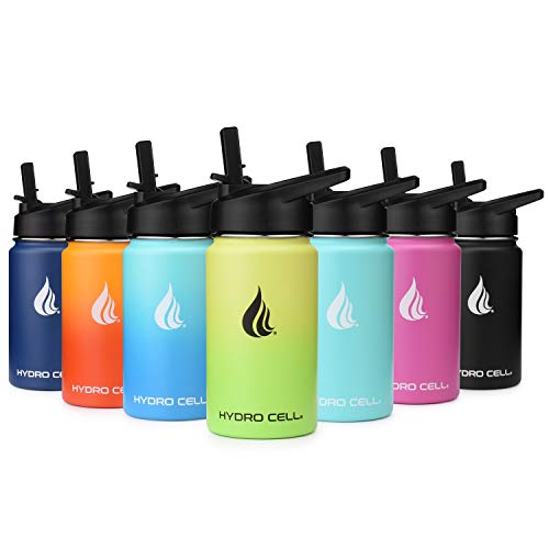 HYDRO CELL Stainless Steel Water Bottle w/ Straw & Wide Mouth Lids (64oz 40oz 32oz 24oz 18oz 14oz) - Keeps Liquids Hot or Cold with Double Wall Vacuum Insulated Sweat Proof Sport Design