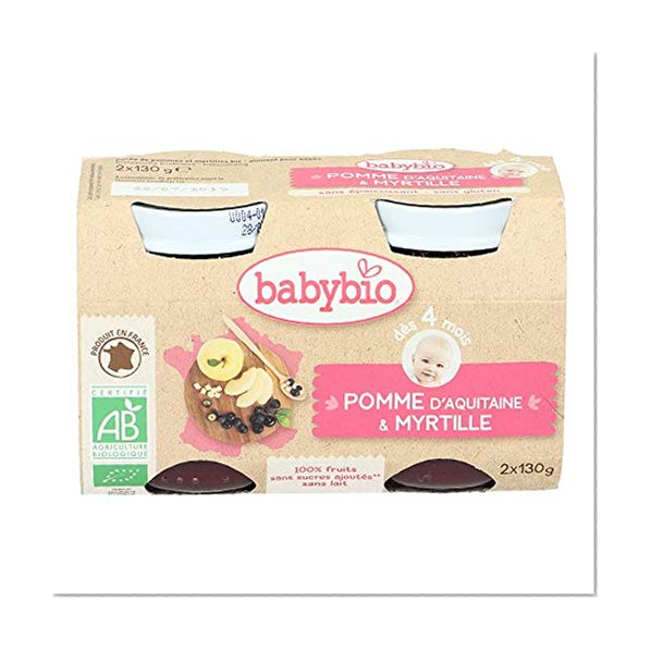 Babybio Petit Pot Pomme d'Aquitaine/Myrtille 4+ Mois 260 g - Lot de 3