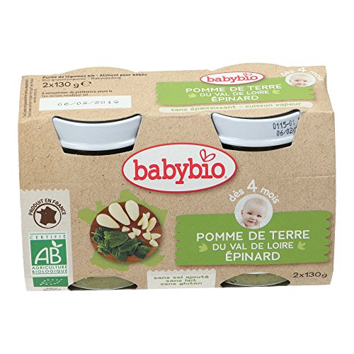 Babybio Petit Pot Pomme de Terre du Val de Loire Epinard 4+ Mois 260 g - Lot de 3