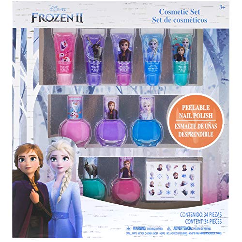 Book Cover TownleyGirl Disney Themed Super Sparkly Cosmetic Set with lip gloss, nail polish and nail stickers (Frozen)