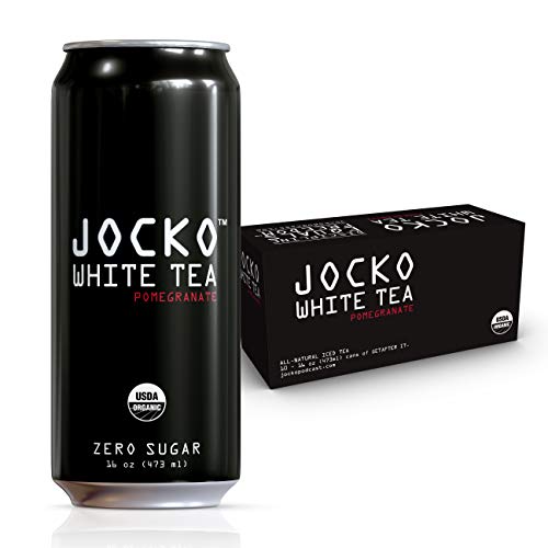 Jocko White Tea Organic ZERO SUGAR White Pomegranate Tea with Natural Energy, 16 Ounce Cans (Pack of 10)