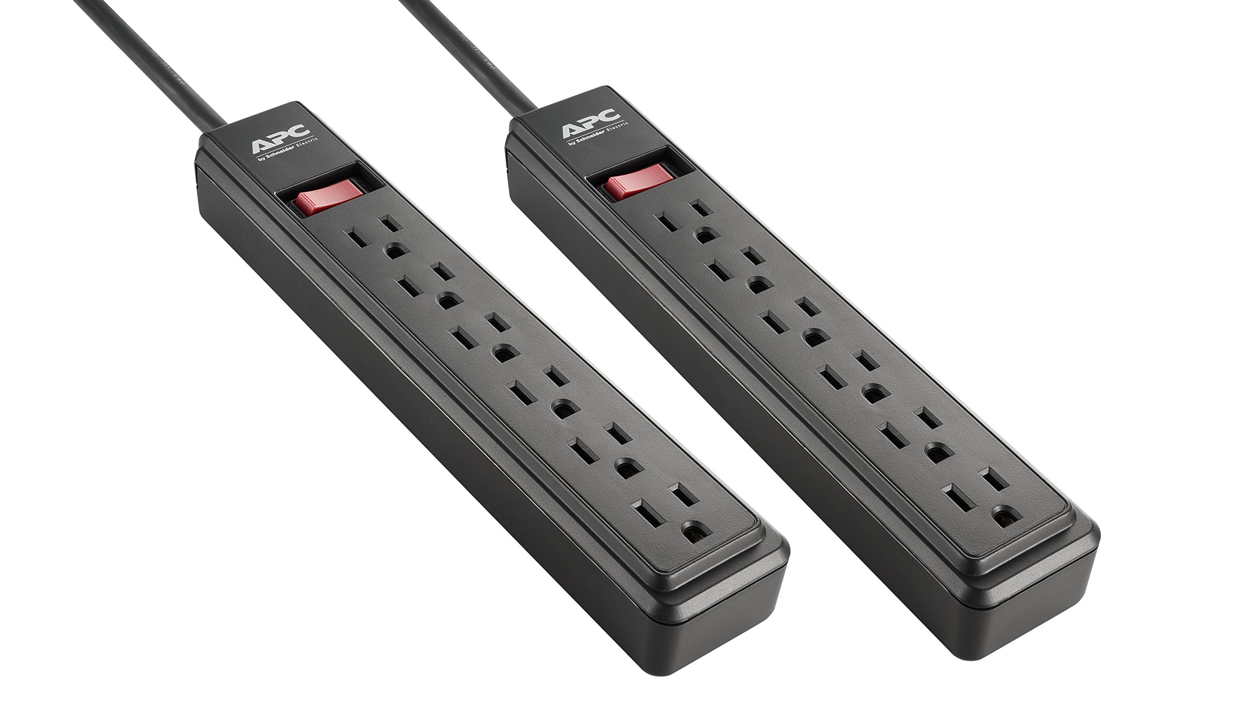 APC Power Strip 2-Pack, 6-Outlet Black Power Strip (PZ62BDP)