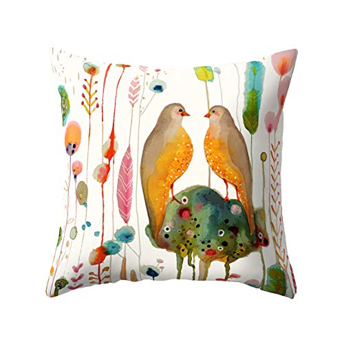 Win Bird Flower Pillow Case Throw Cushion Cover Cotton Bed Sofa Living Room Decor with Zipper? - 5#