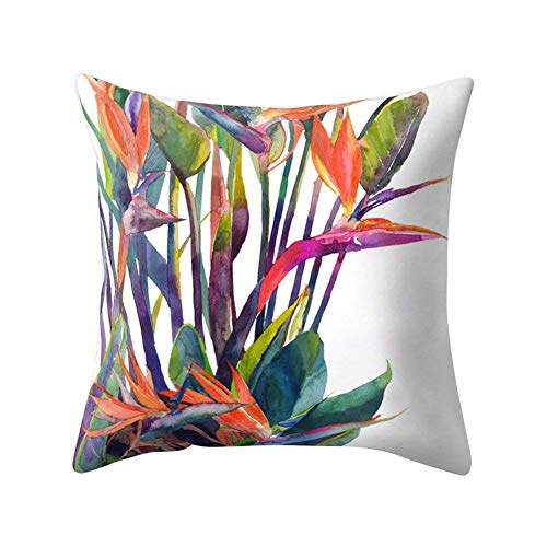 wintefei Modern Multicolor Tropical Leaves Print Sofa Bed Throw Pillow Case Cushion Cover