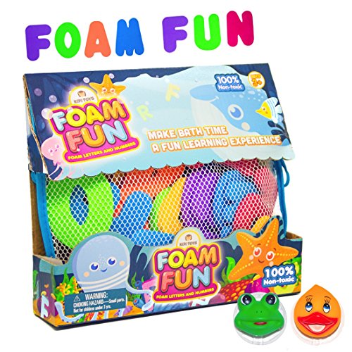 Book Cover Foam Fun Alphabet Letters and Numbers for Bathtub Educational Organizer Storage Container Water Colorful Pastel Mesh Net Tub Floating Toy 36 PCS ABC for Kids Children Boys Girls
