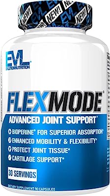 Evlution Nutrition Flex Mode, Advanced All-in-One Joint Support, Mobility and Pain Relief, Glucosamine, Chondroitin, Turmeric, MSM, Boswellia, Hyaluronic Acid (90 Capsules)
