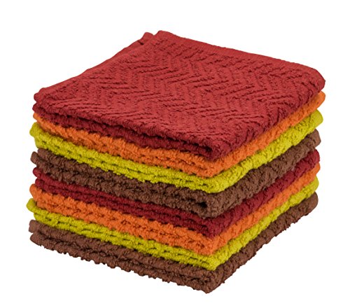 DecorRack 8 Pack Kitchen Dish Towels, 100% Cotton, 12 x 12 Inch Dish Cloths, Perfect Cleaning Cloth for Washing Dishes, Kitchen, Bar, Counter and Car, Assorted Colors (Pack of 8)