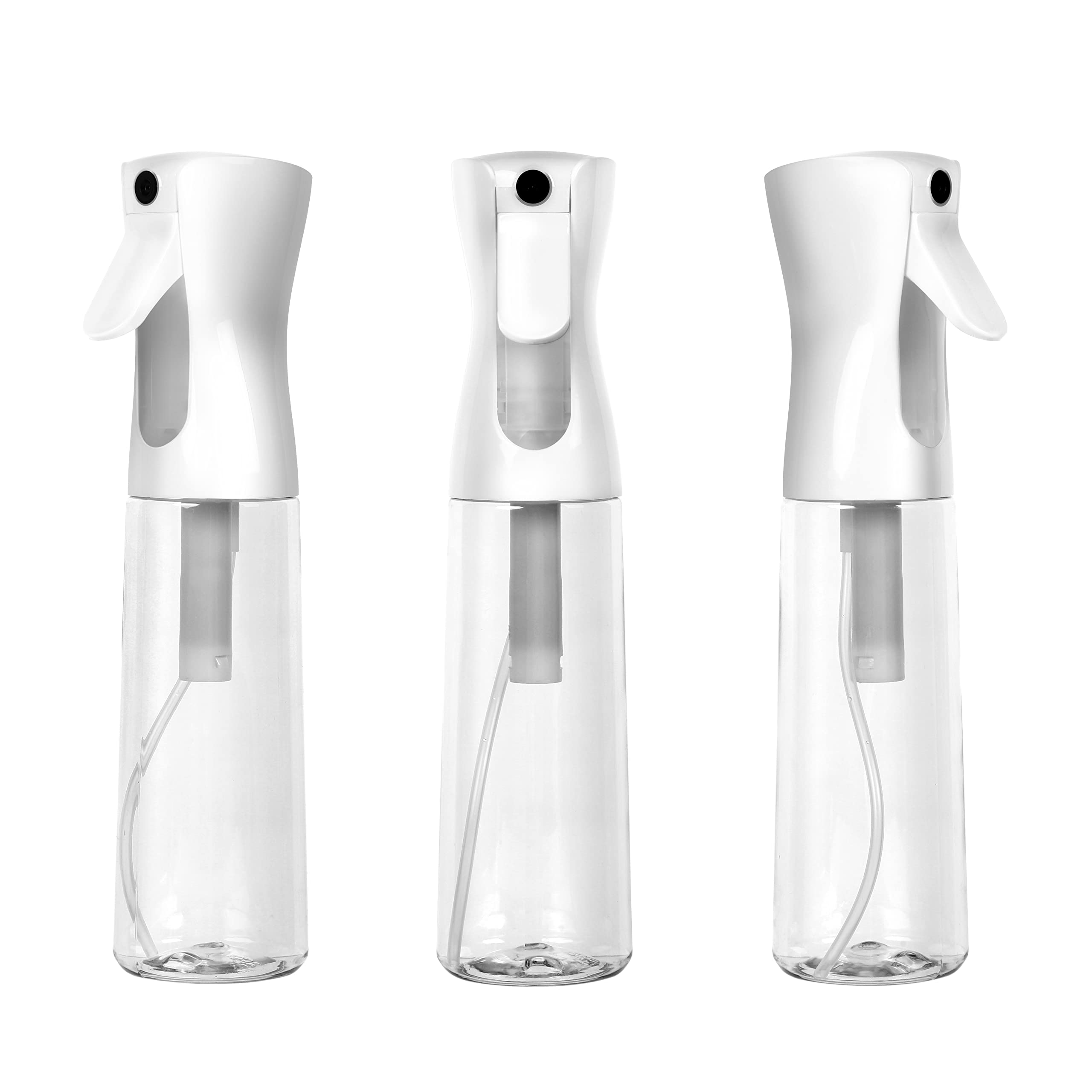 Houseables Continuous Spray Water Bottle, Hair Mist Sprayer, White, 12 Oz, 3 Pack, 355 mL, Ultra Fine, Solvent & BPA Free Clear Plastic, Pressurized Mister, With Pump, For Stylist, Salon, Barber 12 Ounce Clear