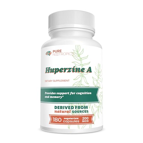 Pure Nootropics Huperzine A 200 mcg – Cognitive and Memory Support – 180 Vegetarian Capsules