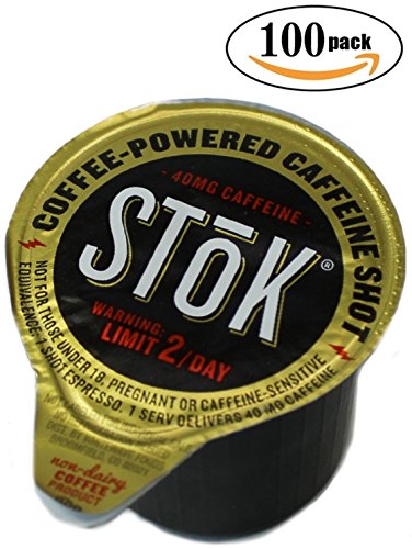 100 SToK Caffeinated Unsweetened Black Coffee Shots.