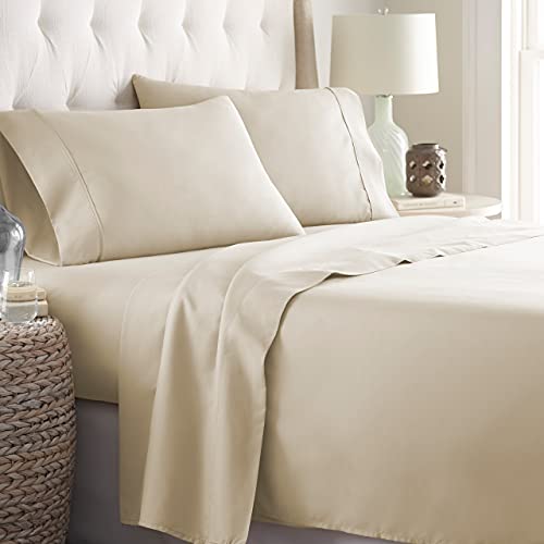 Danjor Linens Twin Size Bed Sheets Set - 1800 Series 4 Piece Bedding Sheet & Pillowcases Sets w/ Deep Pockets - Fade Resistant & Machine Washable - Cream