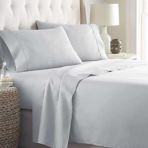 Danjor Linens Twin Size Bed Sheets Set - 1800 Series 4 Piece Bedding Sheet & Pillowcases Sets w/ Deep Pockets - Fade Resistant & Machine Washable - Ice Blue