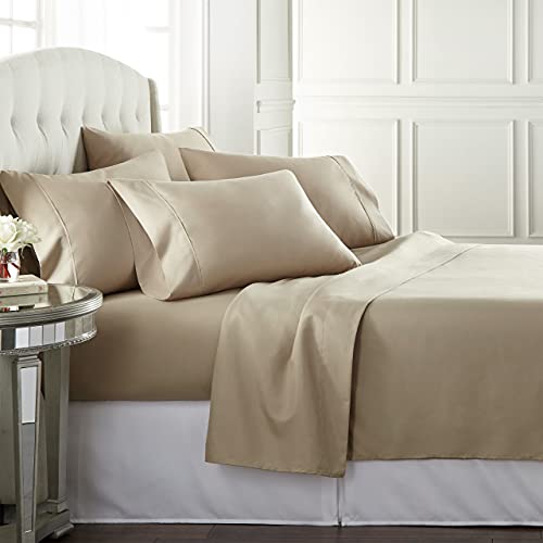 Book Cover Danjor Linens Queen Size Bed Sheets Set - 1800 Series 6 Piece Bedding Sheet & Pillowcases Sets w/ Deep Pockets - Fade Resistant & Machine Washable - Taupe
