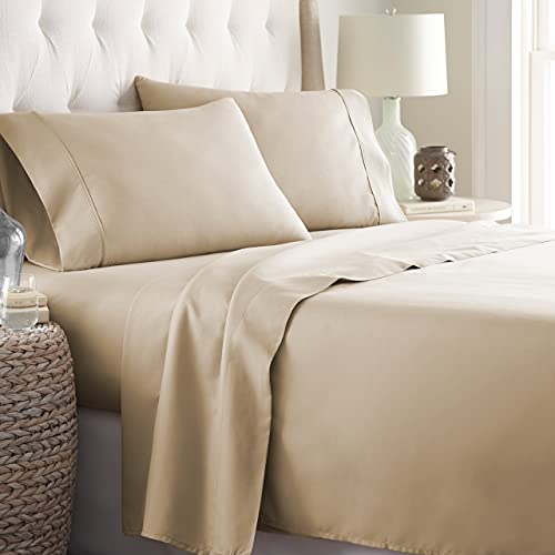 Book Cover Danjor Linens Twin Size Bed Sheets Set - 1800 Series 4 Piece Bedding Sheet & Pillowcases Sets w/ Deep Pockets - Fade Resistant & Machine Washable - Taupe
