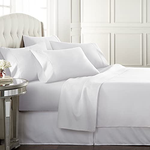 Book Cover Danjor Linens Queen Size Bed Sheets Set - 1800 Series 6 Piece Bedding Sheet & Pillowcases Sets w/ Deep Pockets - Fade Resistant & Machine Washable - White