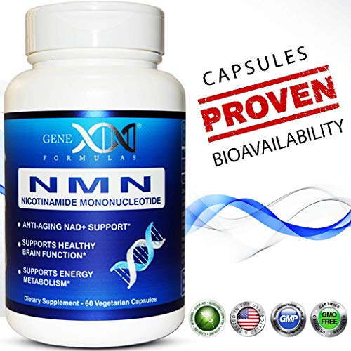 NMN 250mg Serving Nicotinamide Mononucleotide Direct NAD+ Supplement (2X 125mg Capsules 60ct).