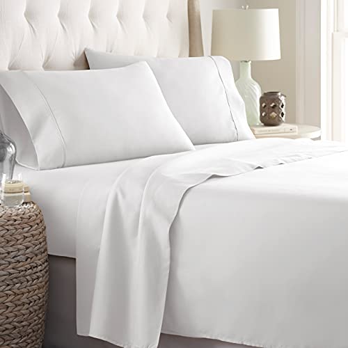 Danjor Linens Twin Size Bed Sheets Set - 1800 Series 4 Piece Bedding Sheet & Pillowcases Sets w/ Deep Pockets - Fade Resistant & Machine Washable - White
