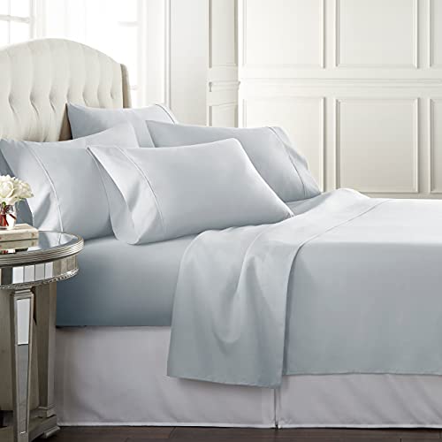 Danjor Linens Full Size Bed Sheets Set - 1800 Series 6 Piece Bedding Sheet & Pillowcases Sets w/ Deep Pockets - Fade Resistant & Machine Washable - Ice Blue