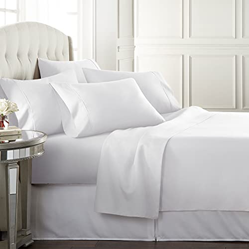Danjor Linens Full Size Bed Sheets Set - 1800 Series 6 Piece Bedding Sheet & Pillowcases Sets w/ Deep Pockets - Fade Resistant & Machine Washable - White