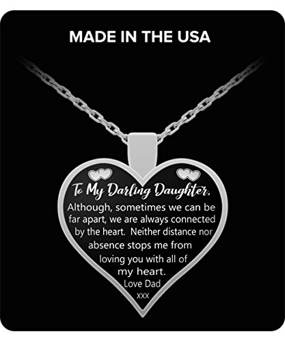 SHE THAT BREATHES Father Daughter Necklace, Silver Chain Heart Pendant Gifts, Absent Father Daughter