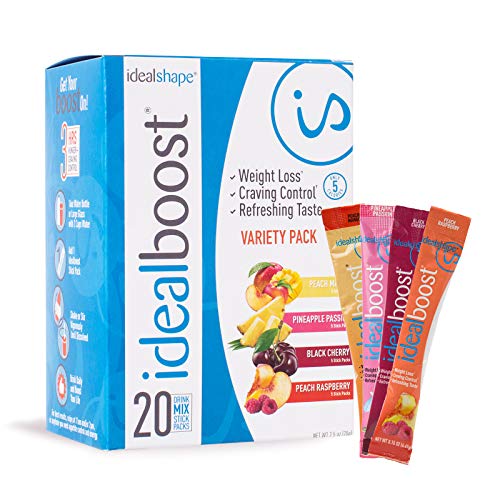 IdealBoost, Weight Loss Drink Mix Packets, Variety Pack, w/Hunger Blocking and Energy Blends, 20 Servings...