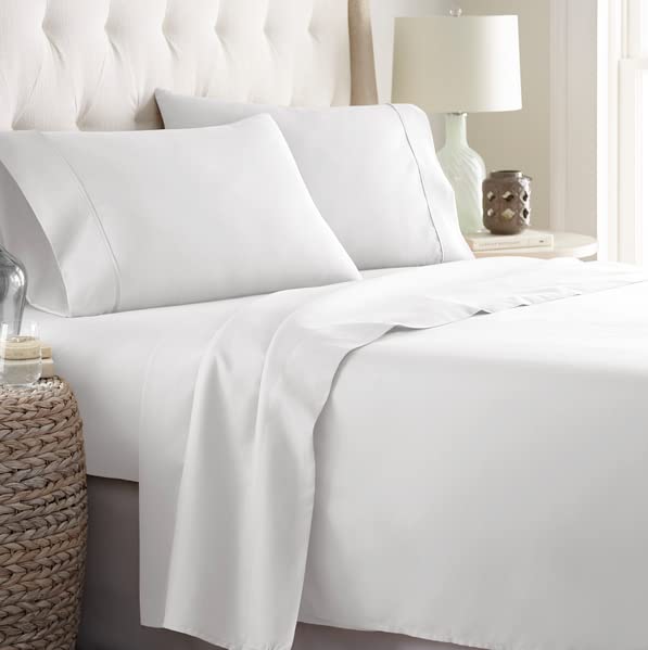 Book Cover Danjor Linens King Size Sheets Set - 6 Piece Set Including 4 Pillowcases - Deep Pockets - Breathable, Soft Bed Sheets - Wrinkle Free - Machine Washable - White King Bed Sheets - 6 pc
