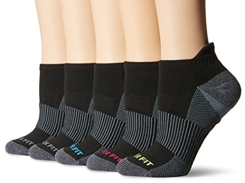 Copper Fit Women's Performance Sport Cushion Low Cut Ankle Socks w/ Heel Guard (5 pair),Black, Shoe Size 4-10