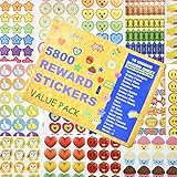 Youngever 5800 Teacher Stickers for Kids, Reward Stickers Mega Variety Pack, Incentive Stickers for Teacher Supplies Classroom Supplies, 18 Design Styles Including 3D Heart, face, Star, owl, Cupcake