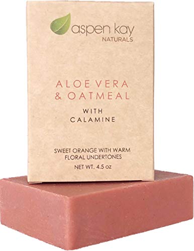 Aspen Kay Naturals Handmade Calamine Soap Bar for Face & Body - Organic Aloe Vera & Colloidal Oats - Natural Soap with Organic Skin Loving Oil - Gentle Soap – Made in the USA 4.5 oz